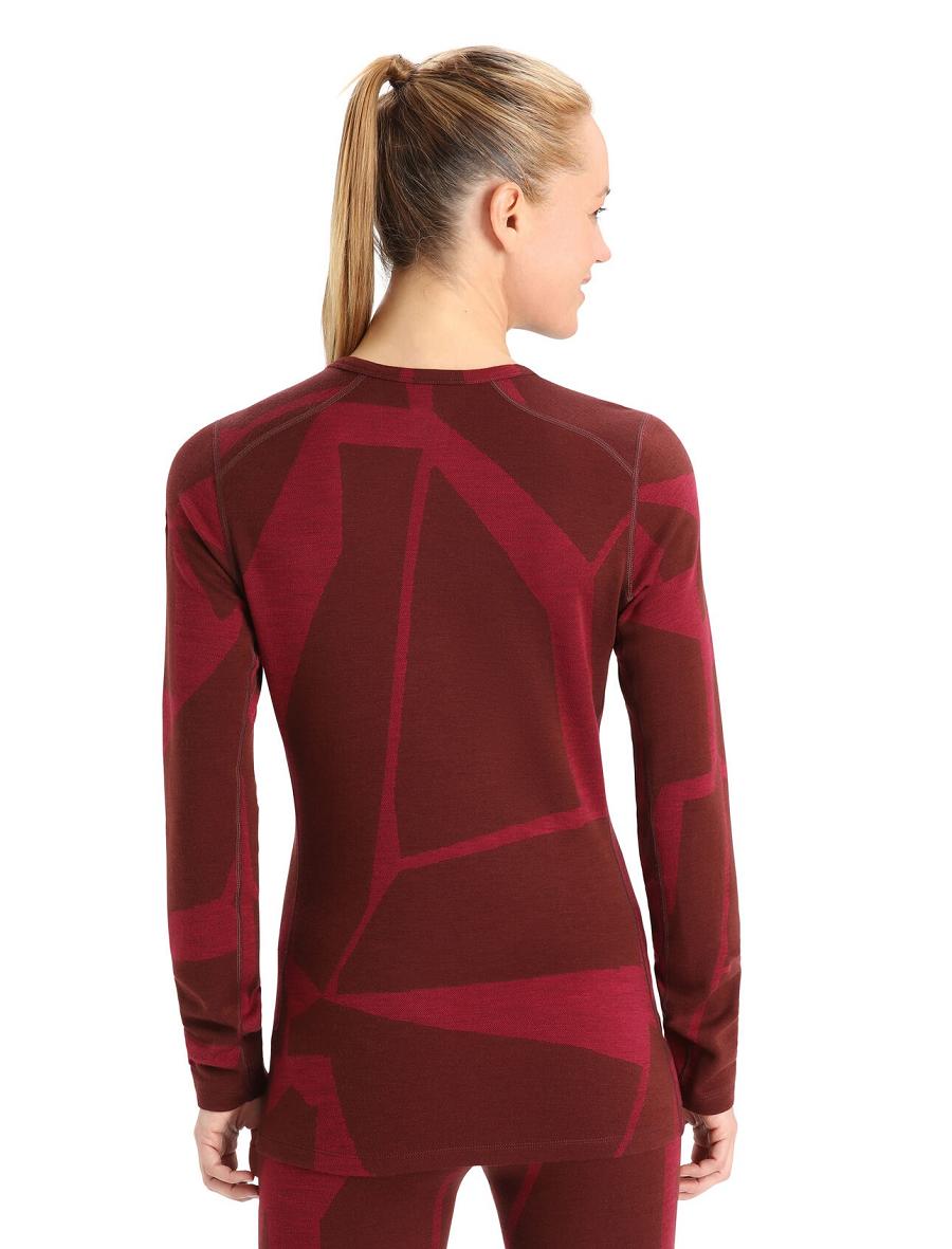 Base Layers Icebreaker Merino 250 Vertex Long Sleeve Crewe Thermal Top Fractured Landscapes Damskie Różowe | PL 1074ILHS